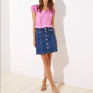 LOFT Denim Button Down Shift Skirt with Pockets